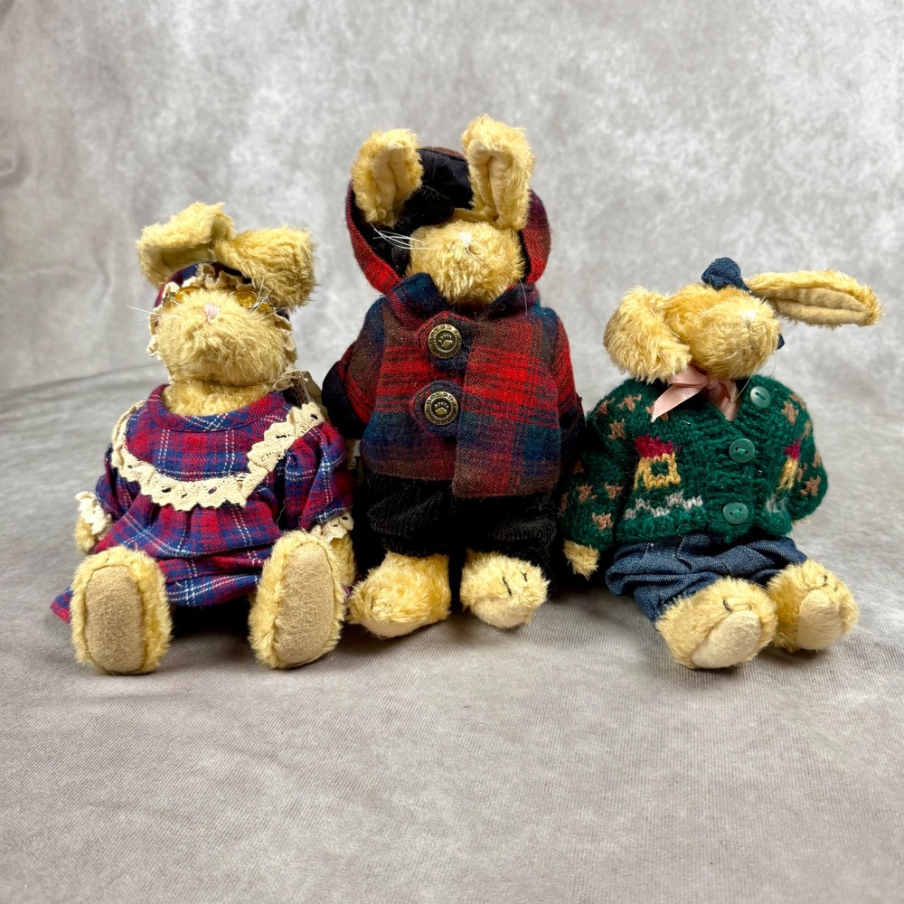 Set of 3 Boyd's Bears Adorable Plush Bunnies with Outfits Easter Toy Cottagecore